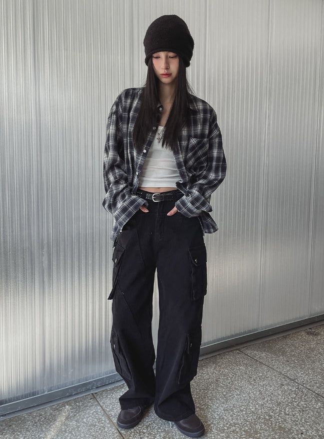 Torti cut stitch denim cargo pants