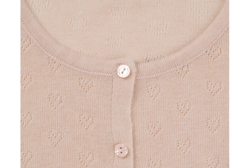 HEART PUNCHING KNIT CARDIGAN (DEEP PINK)