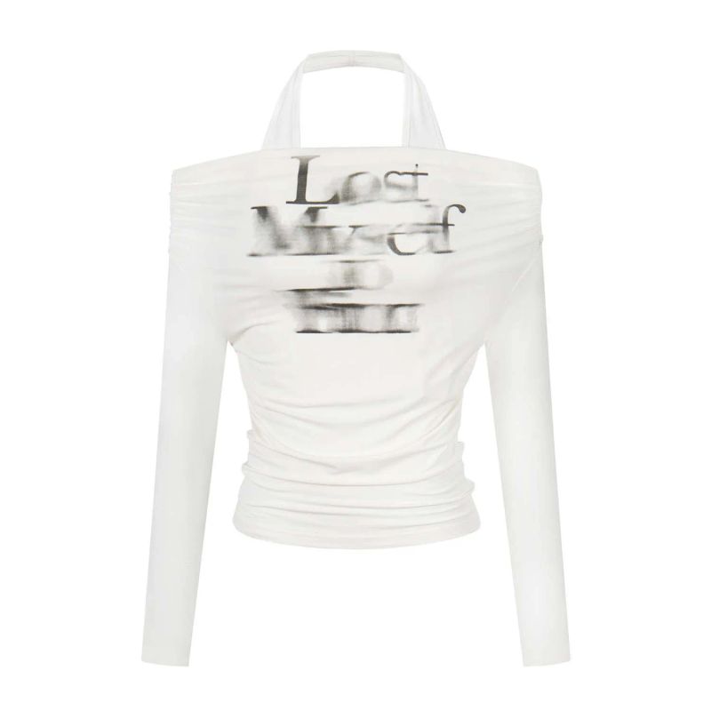 Sarah Graphic Halter Ruched Top