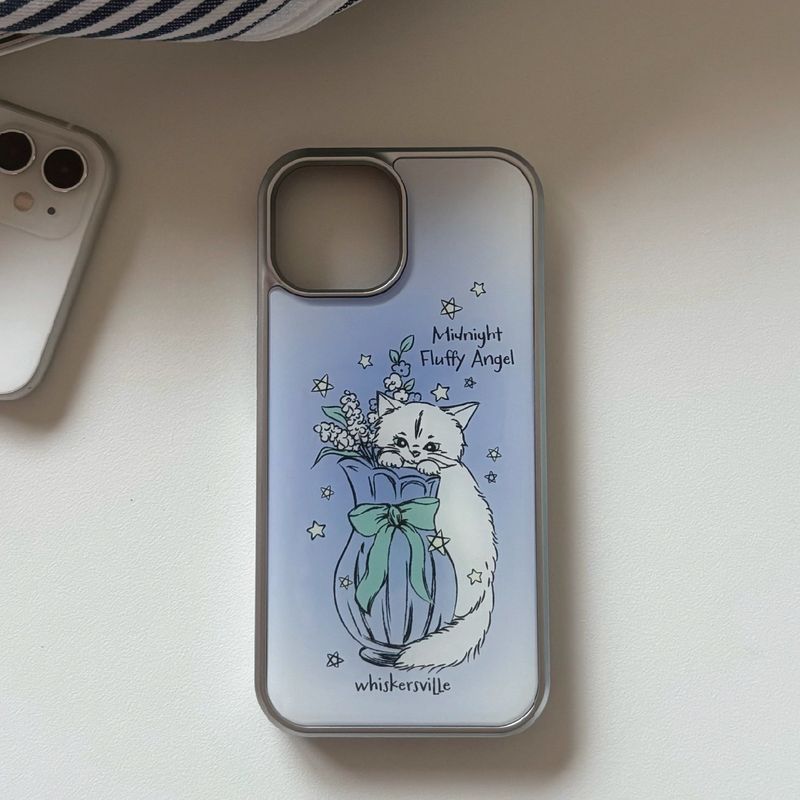[MADE]Fluffy Cat Silver Epoxy Case