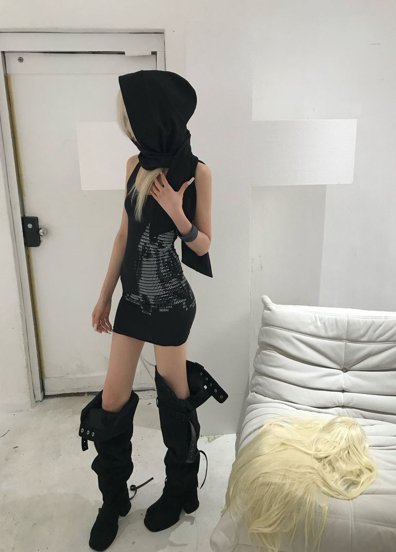 GHOST HOOD SCARF(BLACK)