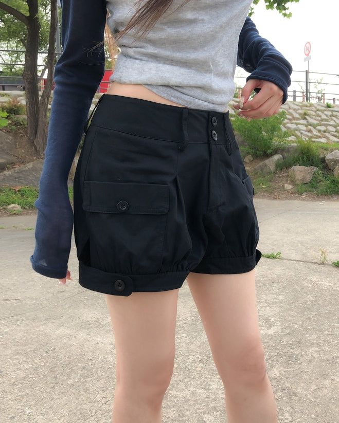 Hush Button Pocket Pumpkin Shorts
