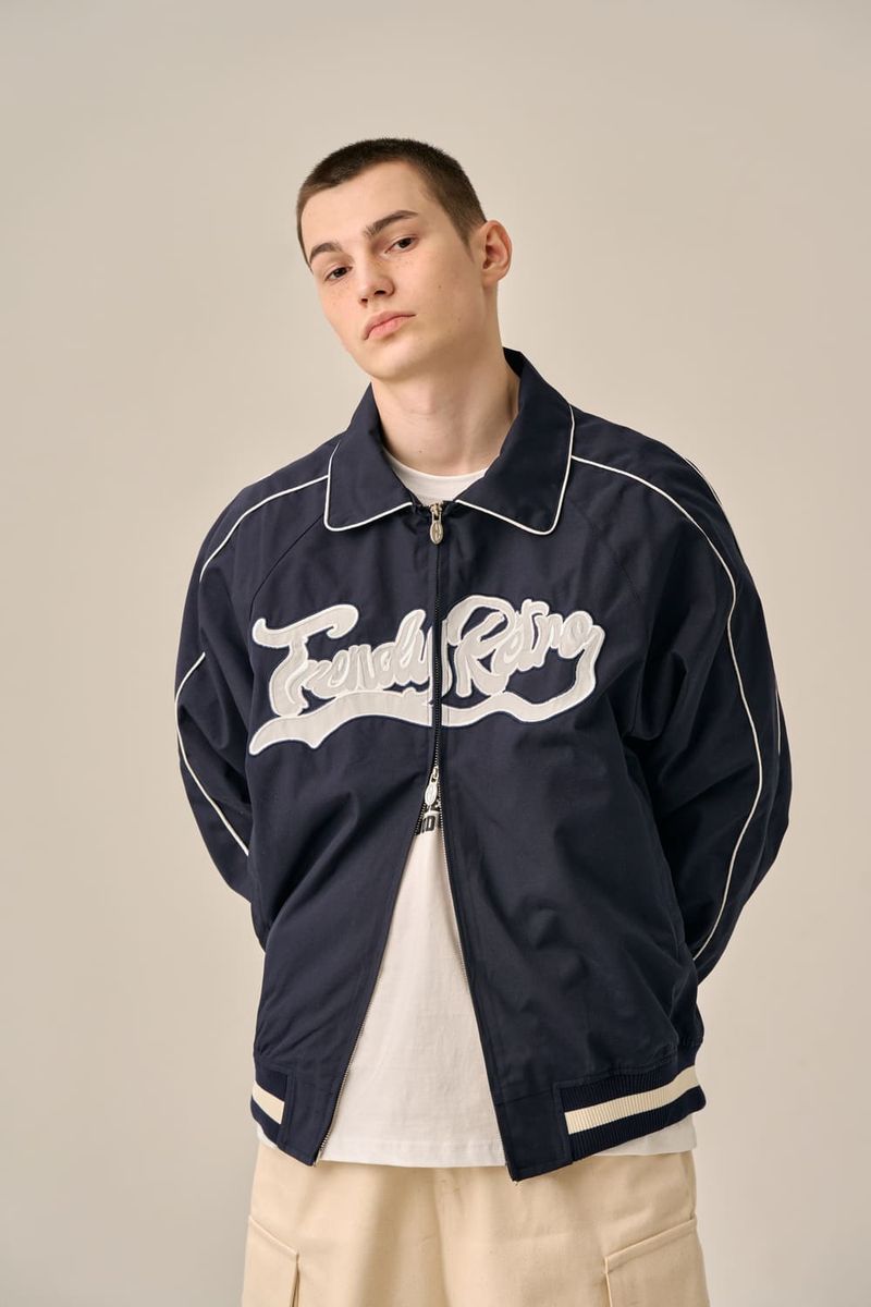 BIG LOGO PIPING BLOUSON - NAVY