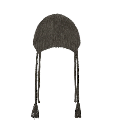 Double Strap Angora Beanie / Stone Brown