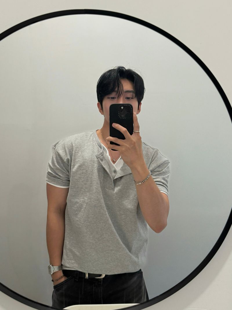 Thorpe layered henley neck short sleeve