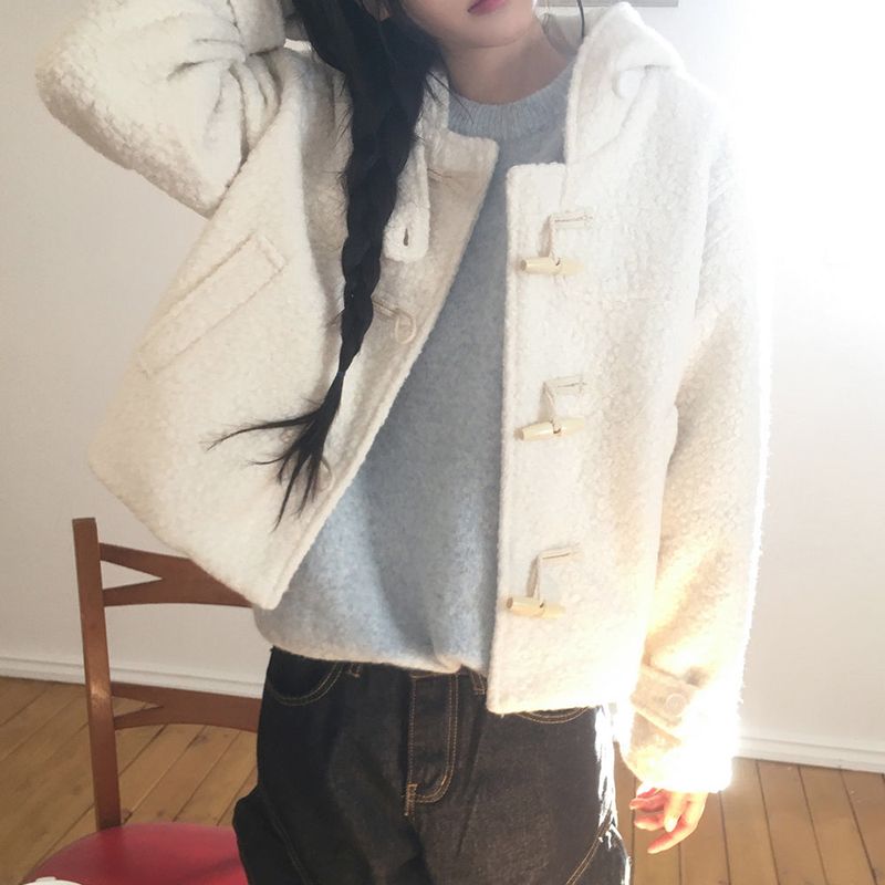Jelga fur duffle hooded short jacket