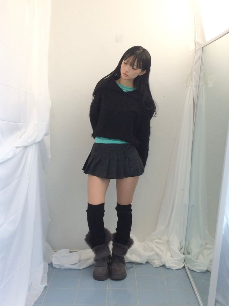 Shoulder collar loose knitwear