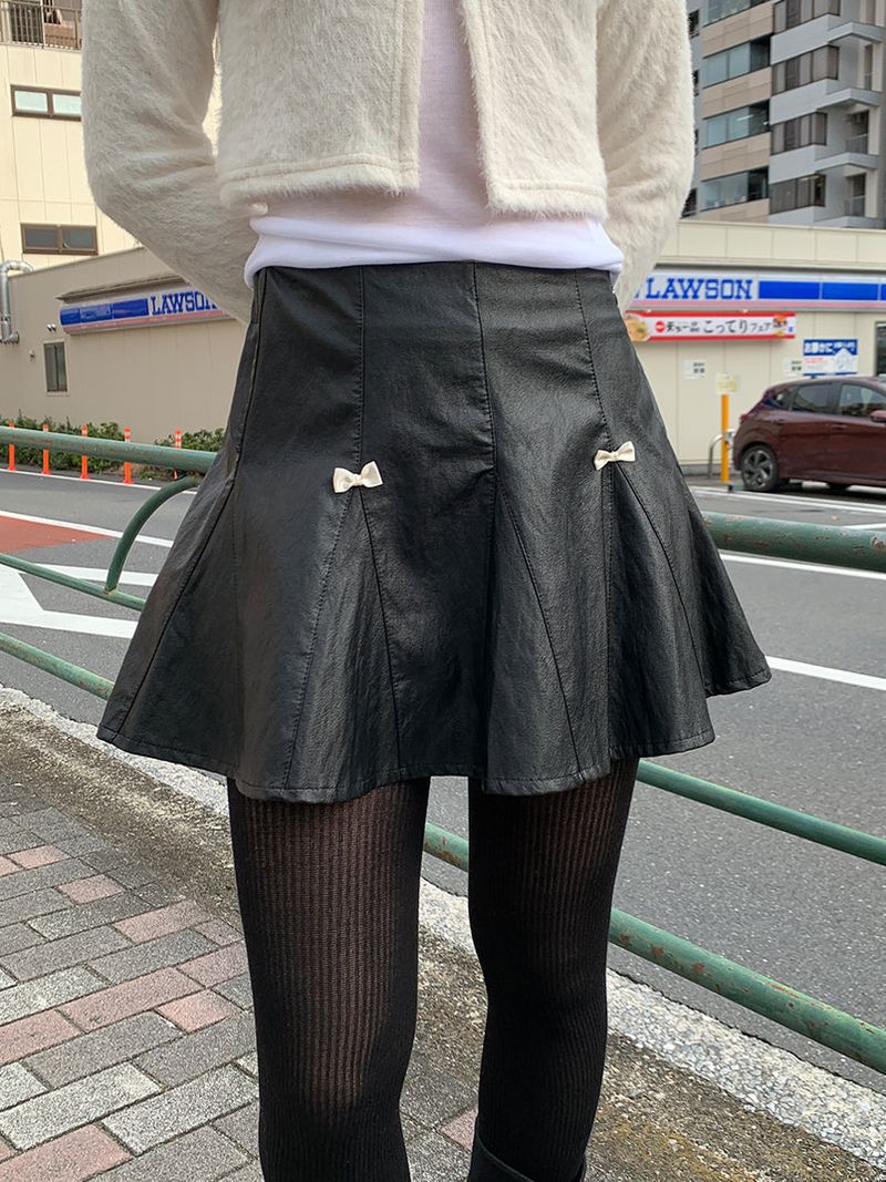 JAZZ THE ORDER（ジャズ ザ オーダー）の「RIBBON FLARE LEATHER MINI SKIRT (2C)（Skirts）」
