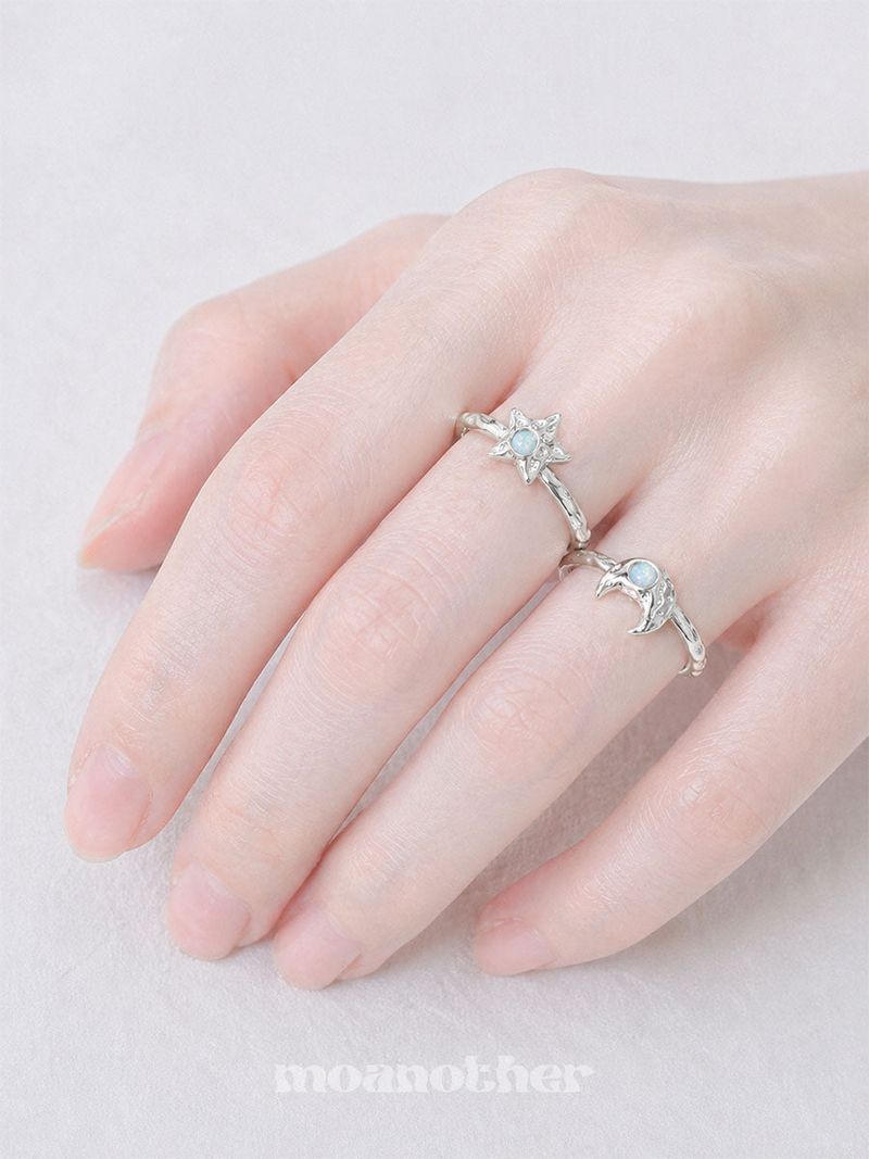 Mini Moon Star Set Ring