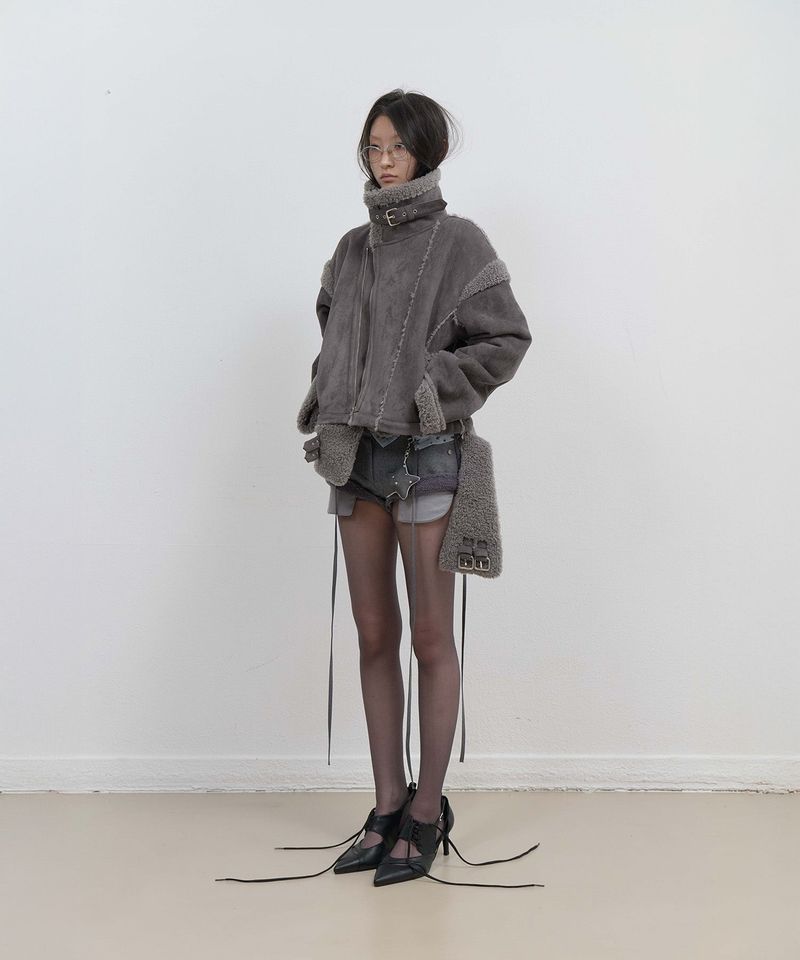 ojos（オホス）の「Detachable Fur Shearling Jacket / Charcoal（Jackets/Outerwear）」