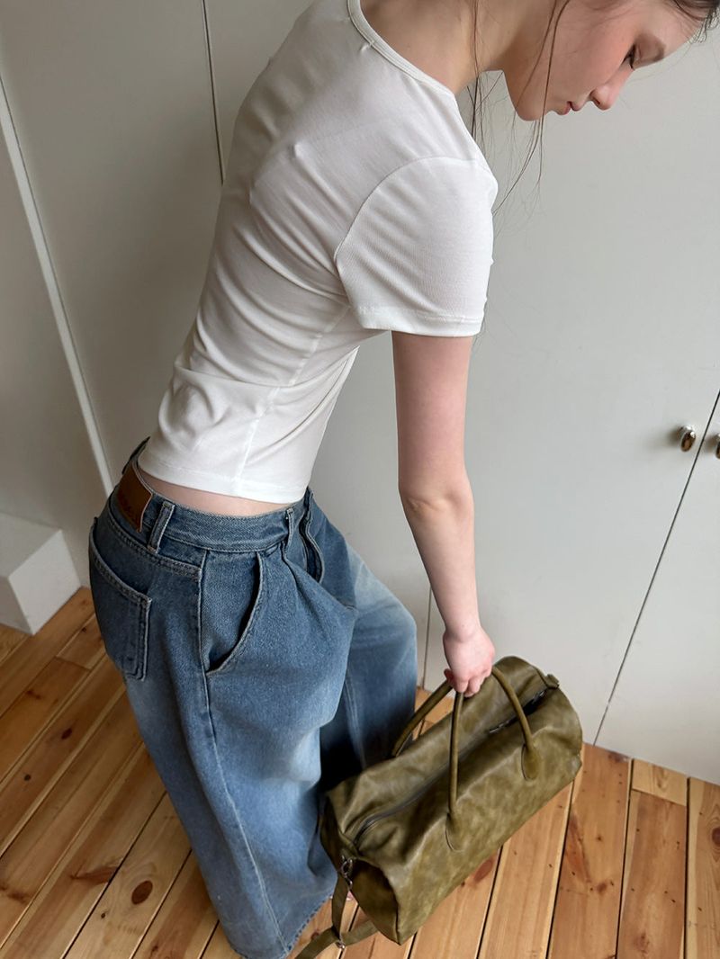 [ORIGINAL] Circle Row Leather Boston Bag