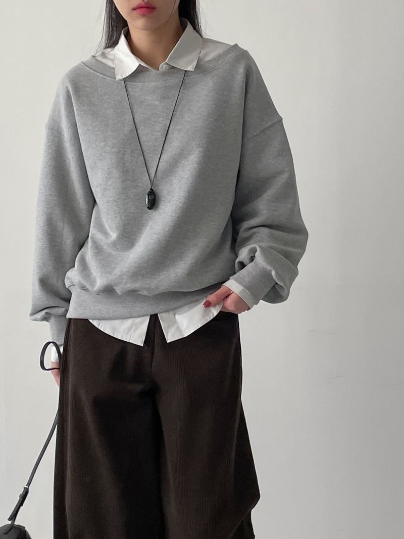 Two-way Boat Neck Over Fit Sweatshirt