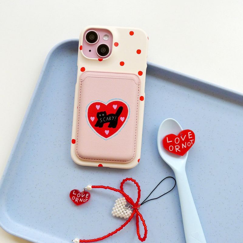 [MADE]Pink-Red Love-Scary Cat Magsafe Cardcase(3 Piece Storage)