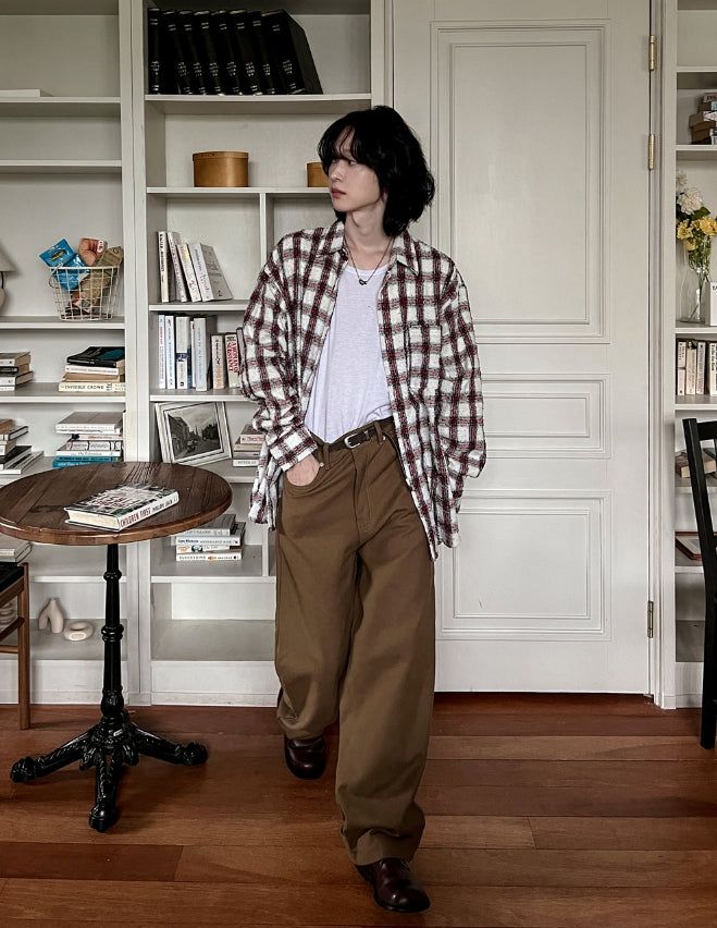 Back Button Wide Cotton Pants