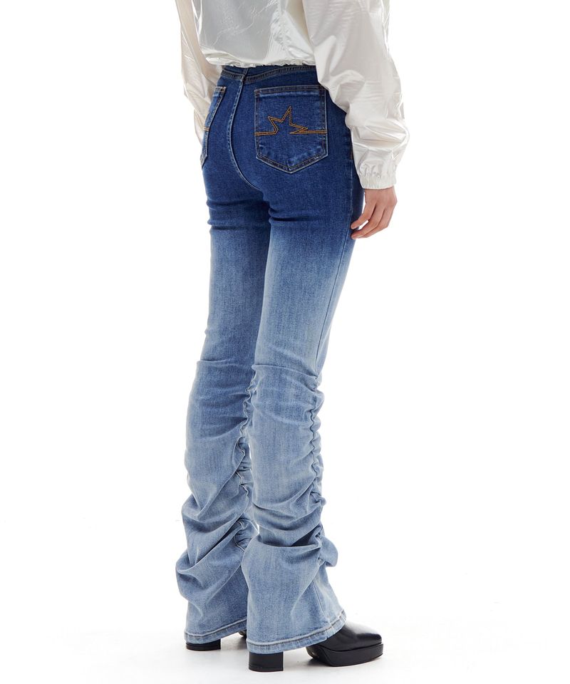 BOOTSCUT SHIRRING DENIM PANTS (BLUE)