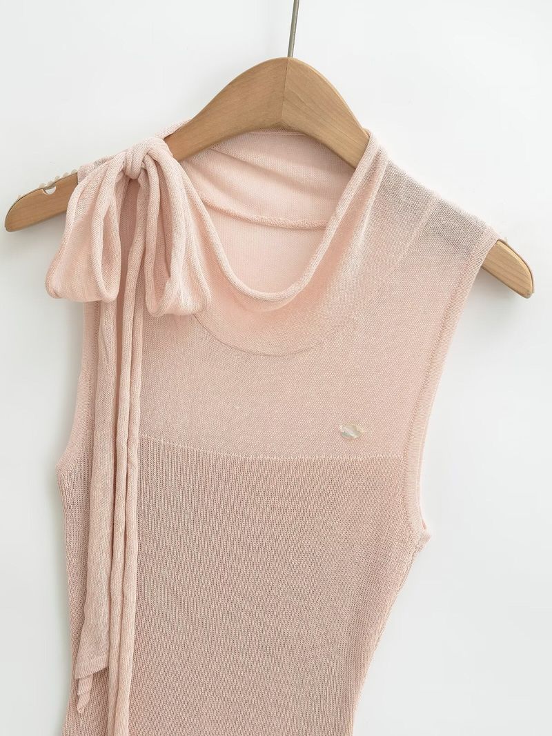 Isolde Ribbon Neck Ribbed Top