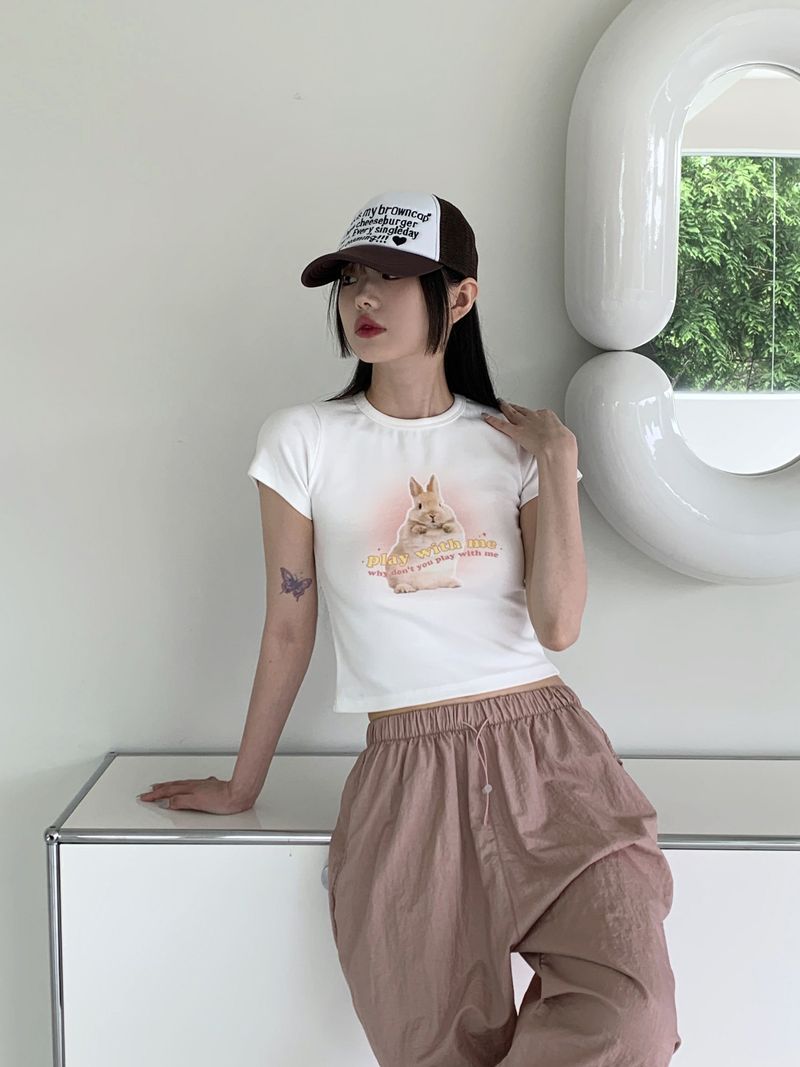 [MADE] エルカバニーラビットプリントクロップド半袖Tシャツ