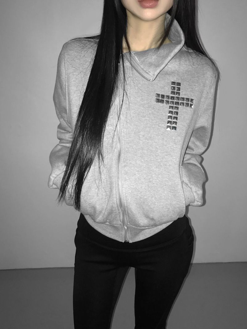 tuebe cross high neck zip-up(2 color)