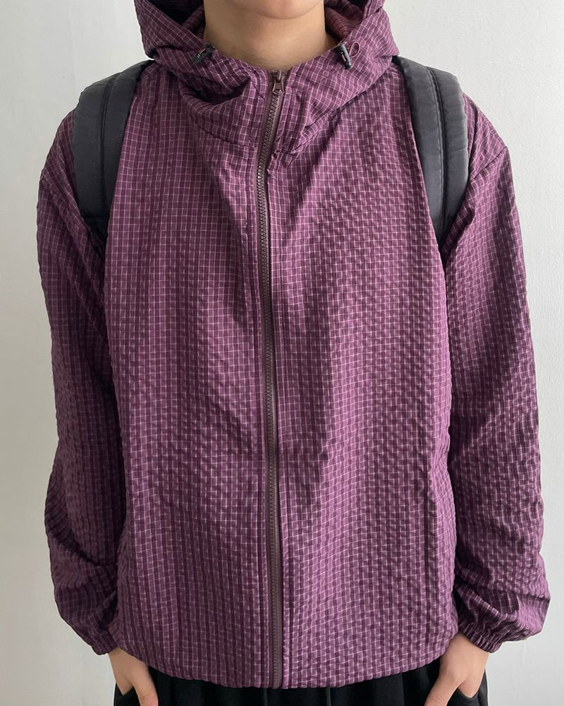 Burnt Check Hood Windbreaker