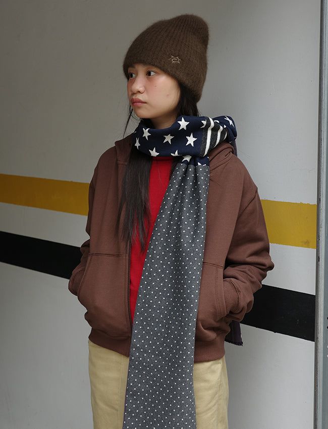 HAIRY KNIT BEANIE (BROWN)