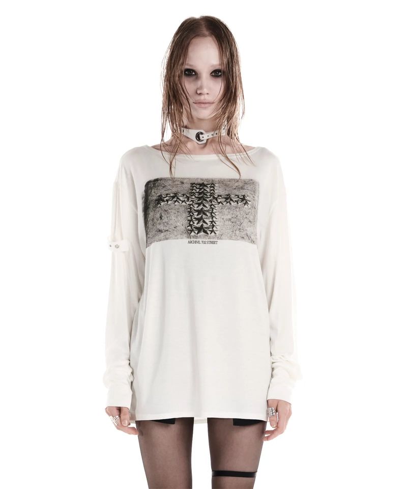 STAR CROSS LONGSLEEVE TOP IVORY