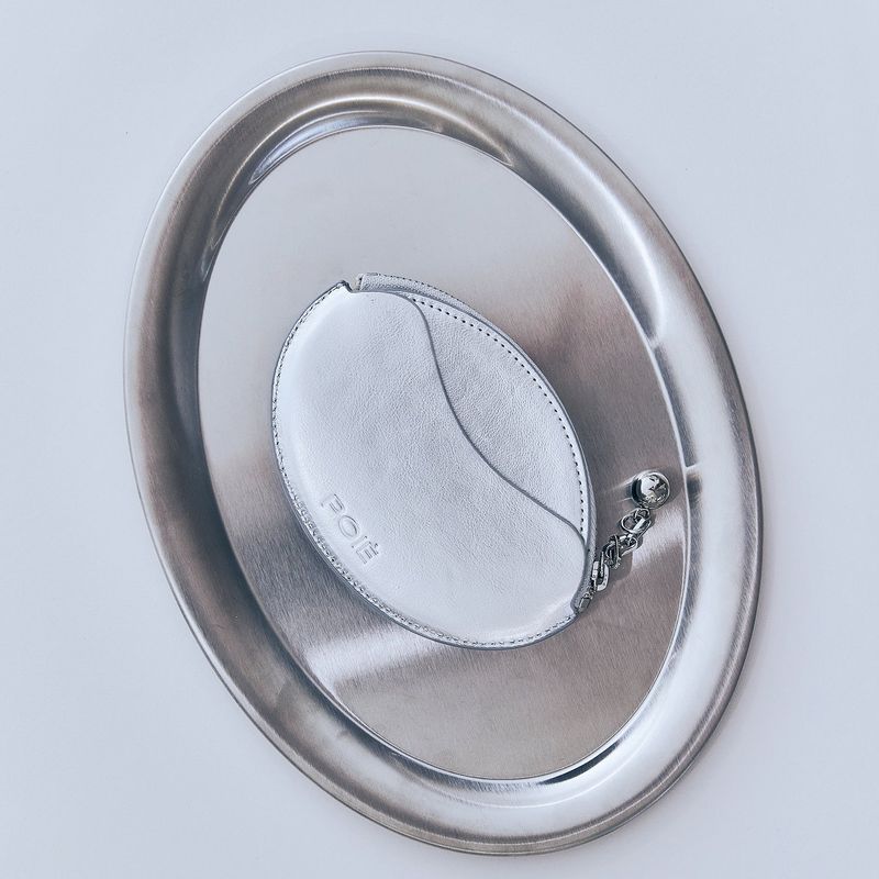 ball chain egg card wallet (silver)