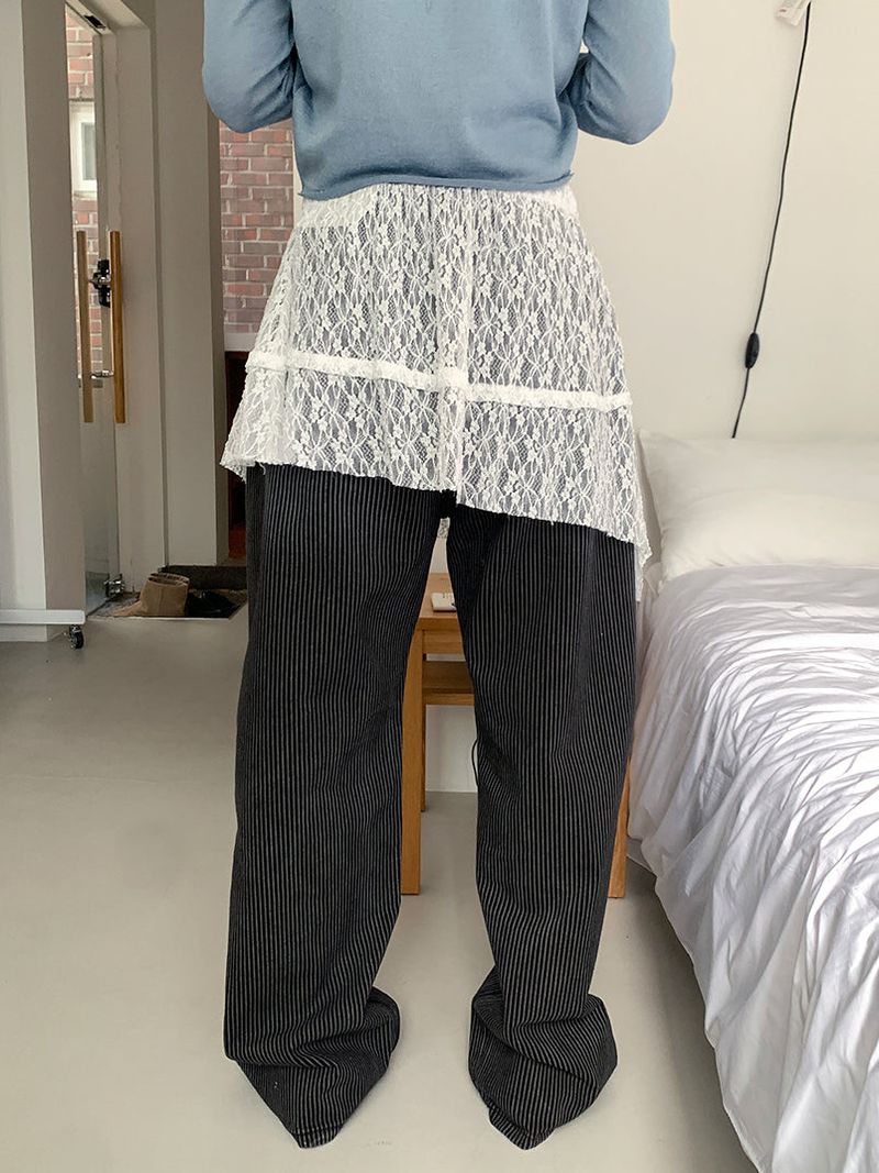 LACE UNBAL LAYERED SKIRT (2C)
