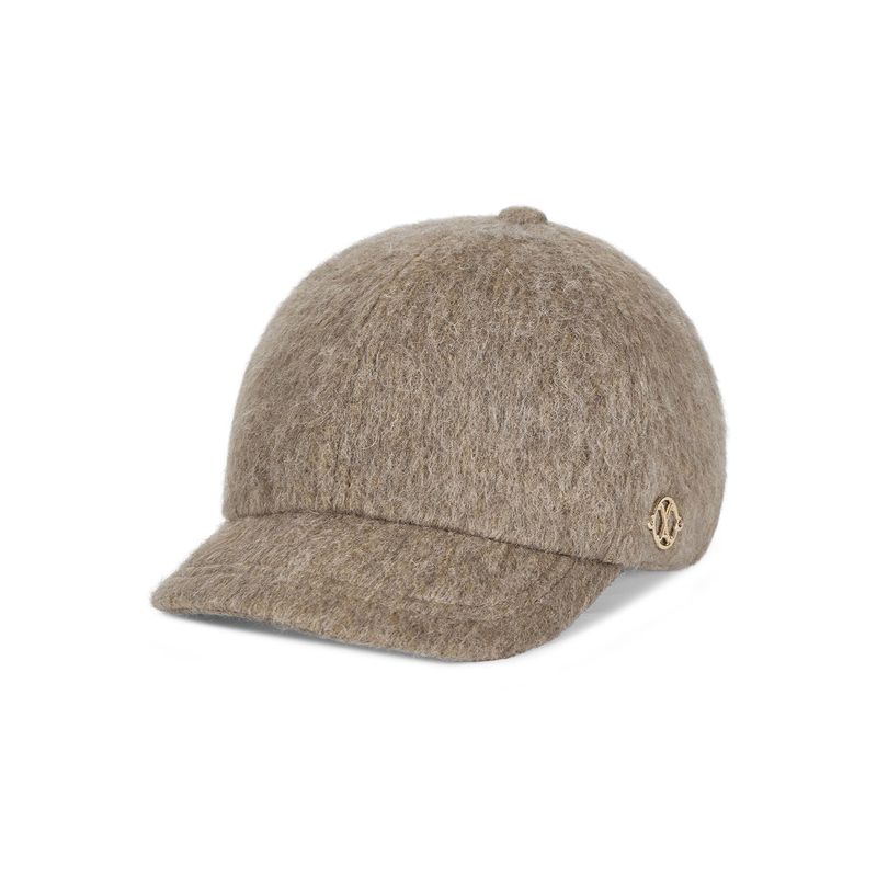VA Curved Circle Logo Newsboy Cap / Light Mocha