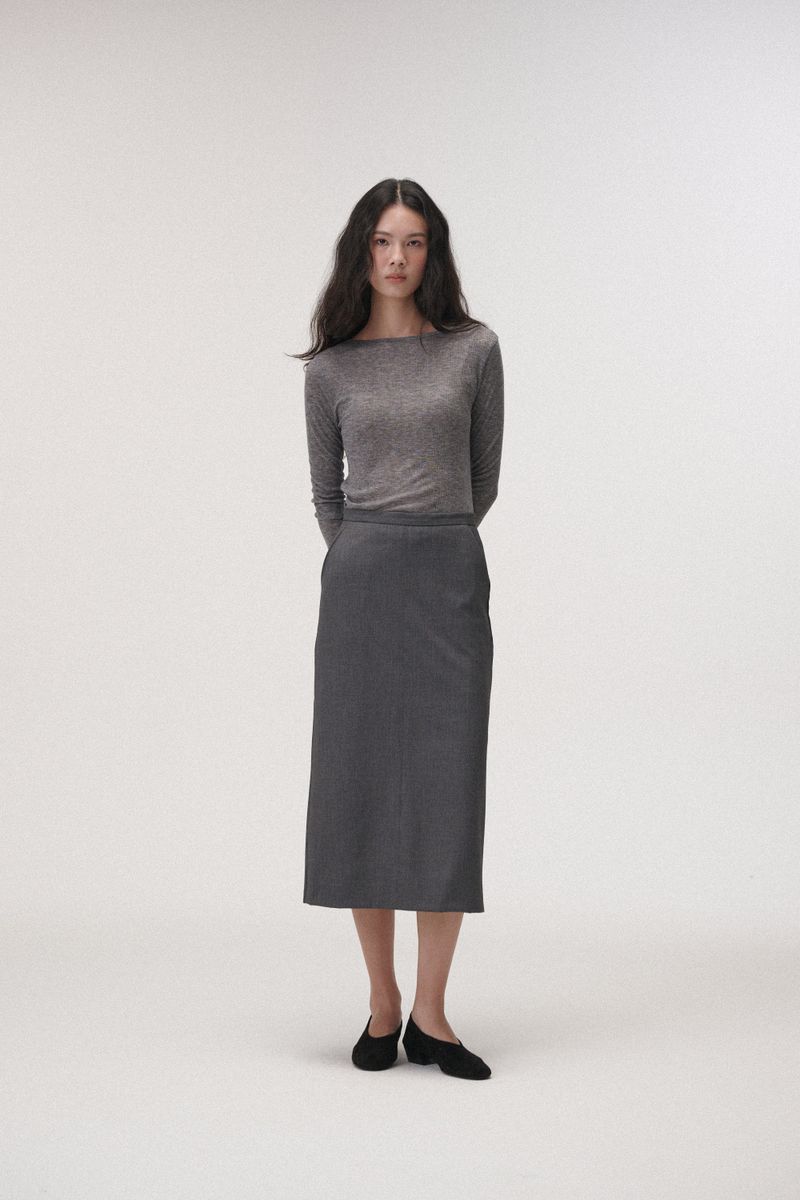 Wool boat neck T (Grey)