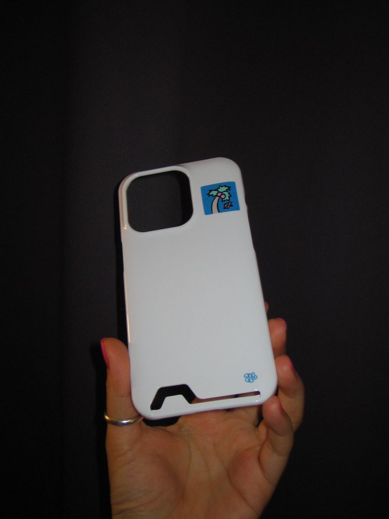 home square patch card pocket phone case white