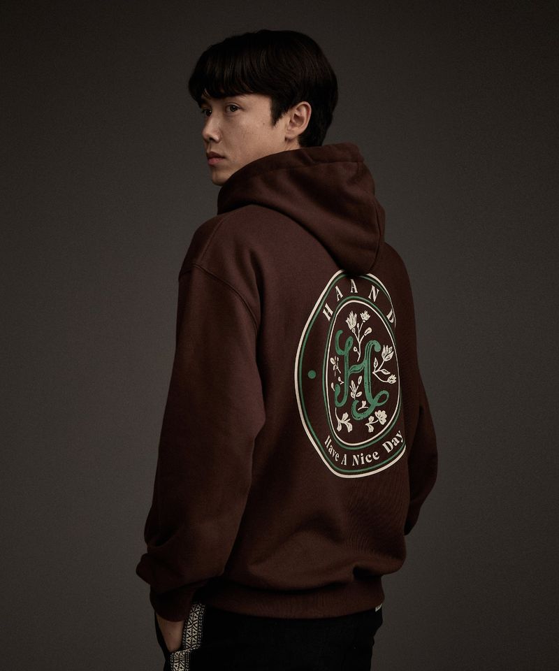 HAAND LOGO GRAPHIC HOODIE BROWN