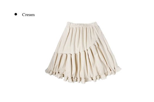 Coun Jacquard Diagonal Shirring Frill Midi Skirt
