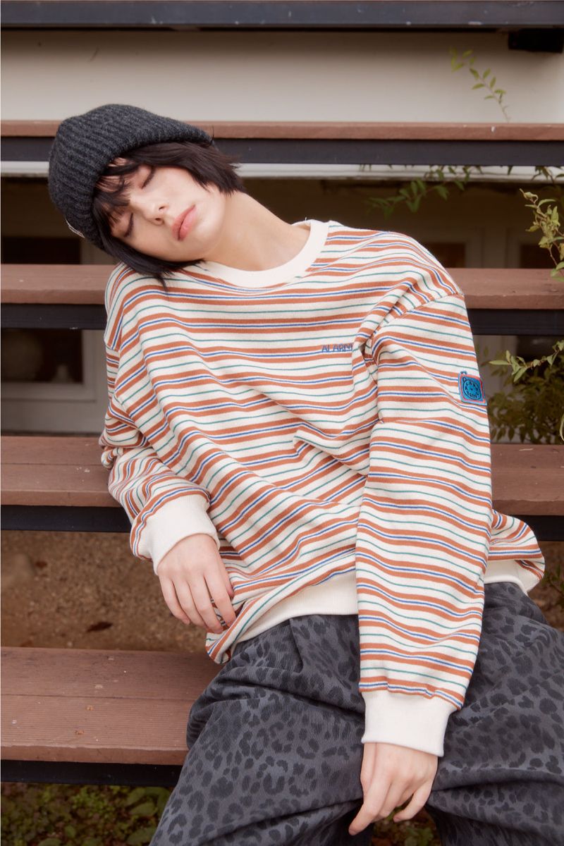 Alarm Multi Stripe Sweatshirt - Brown