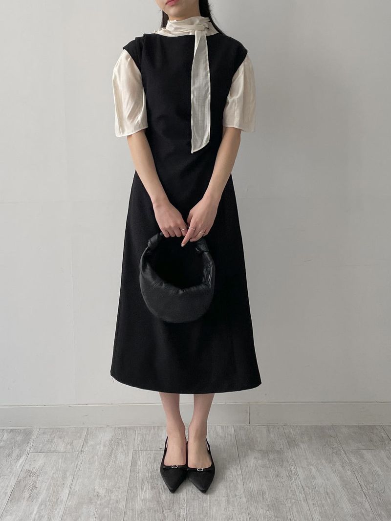 INCHANT ME（インチャントミー）の「Boat Neck Shirring H-Line Long One Piece（Dresses）」