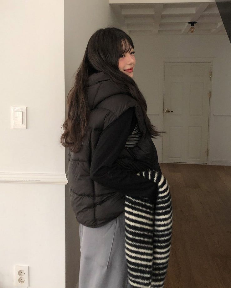 Miley String Hooded Vest Padded