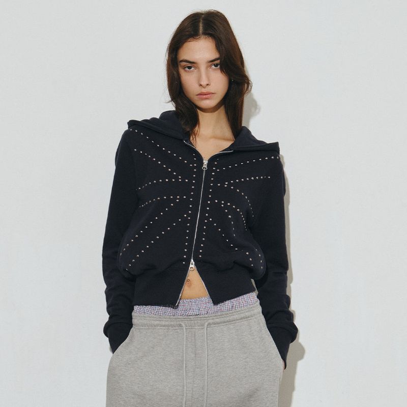 MIDNIGHT MOVE（ミッドナイトムーブ）の「イングランドフードジップアップ (navy)（トップス）」
