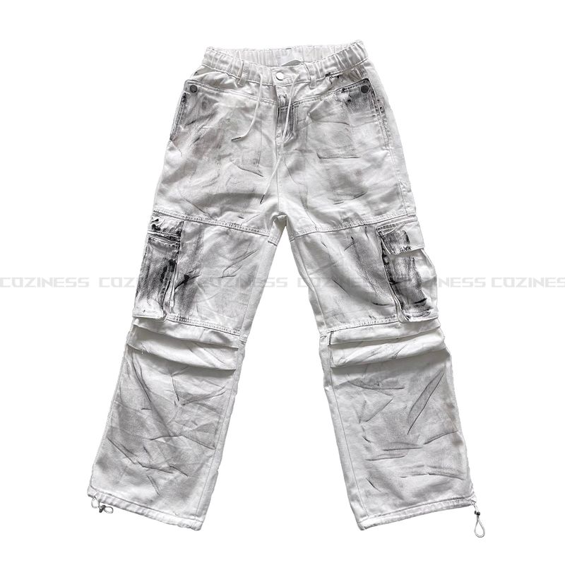 DV Dirty Parasuit White Cargo Pants