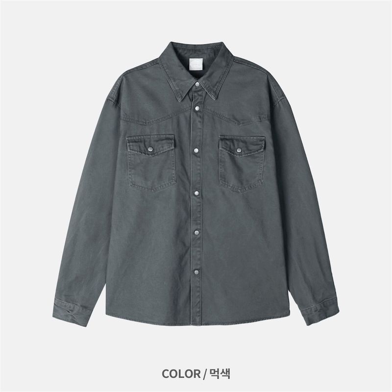 Smudge-Washed Cotton Shirt (5 Colors)