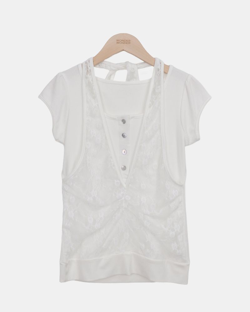 Byuring Halter-Neck Short-Sleeve T-Shirt