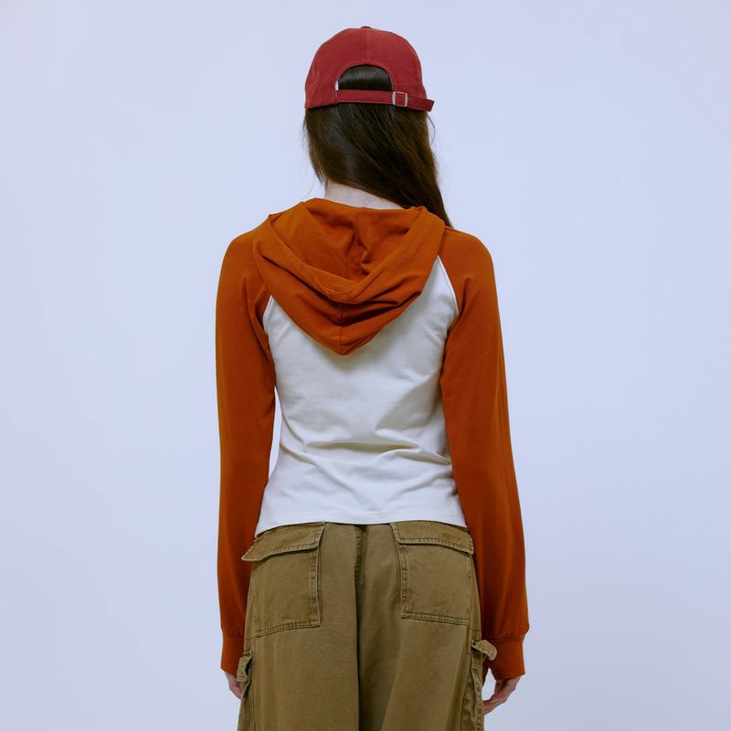 Asymmetric Ruched Hoodie (ORANGE)