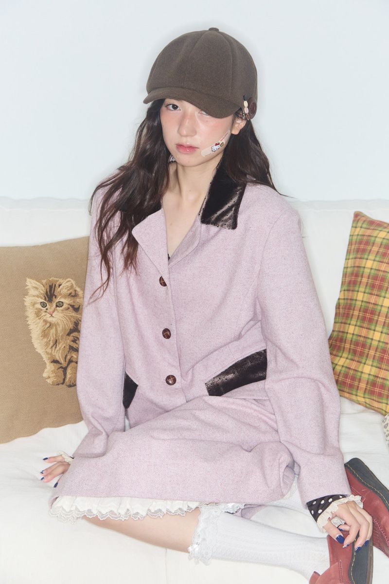 SHAKIRI(シャキリ)の「VELVET DOT COLLAR WOOL JACKET (PINK)(Jackets/Outerwear)」