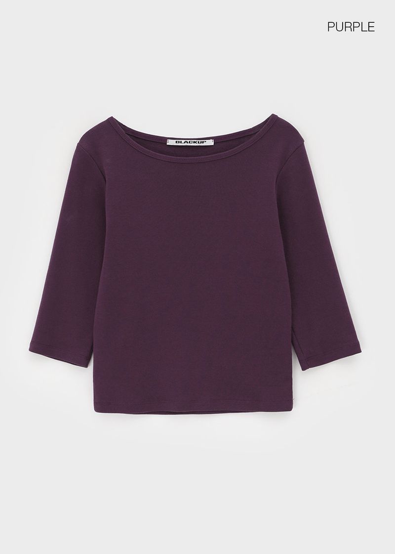 [B-BASIC] Standard Boat Neck 7/8 Sleeve T-Shirt 2SIZE