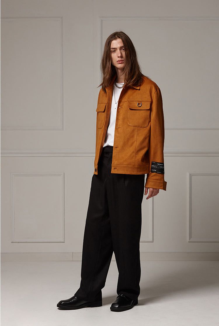 Suede wide pocket jacket
