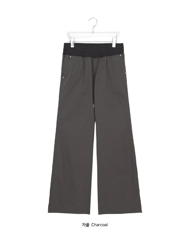 Drea Banding Cotton Wide Bootcut Pants