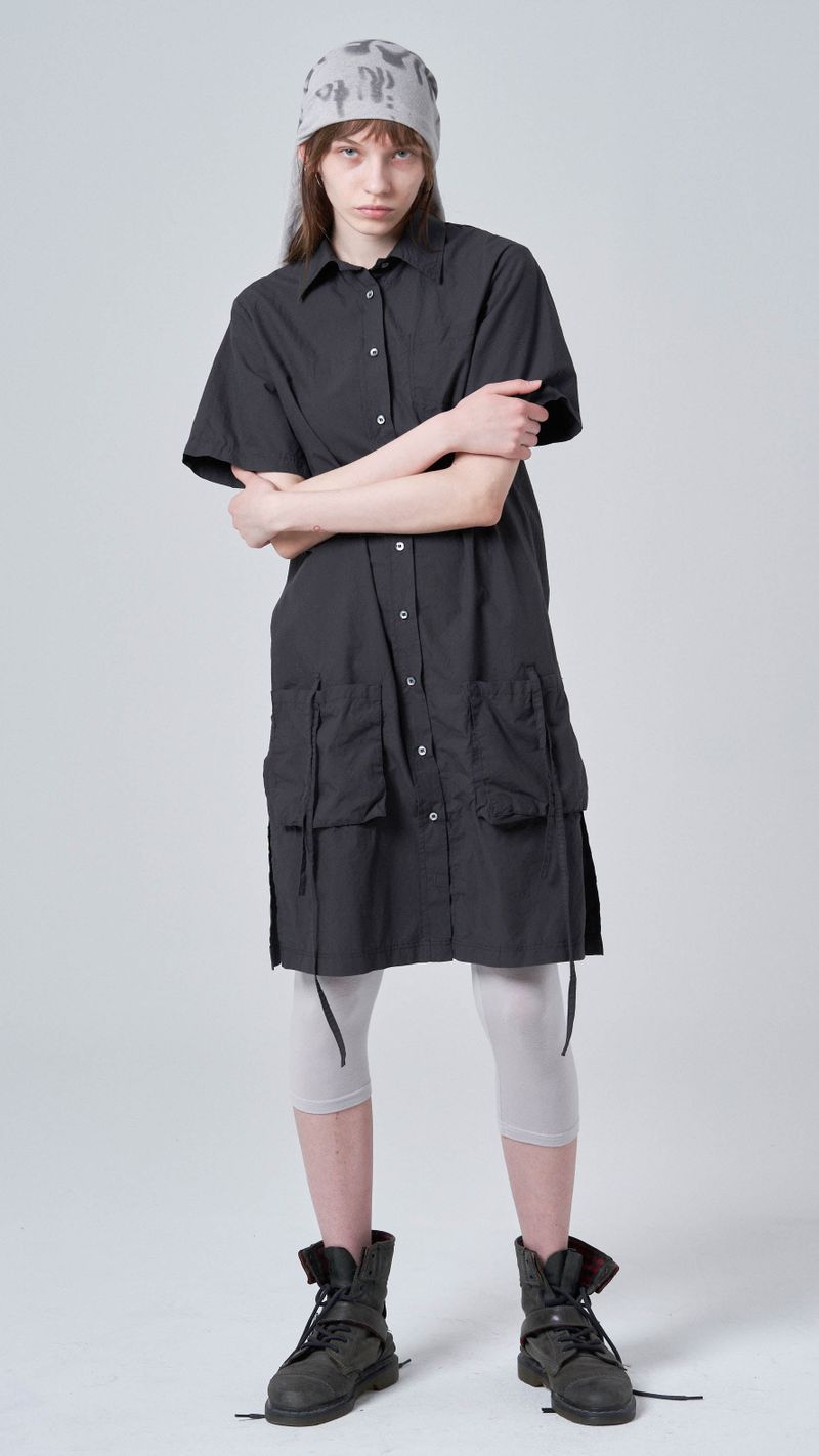 Pocket long shirt_charcoal