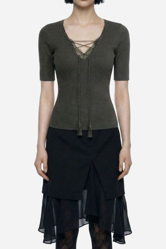 Layered Chiffon Midi Skirt