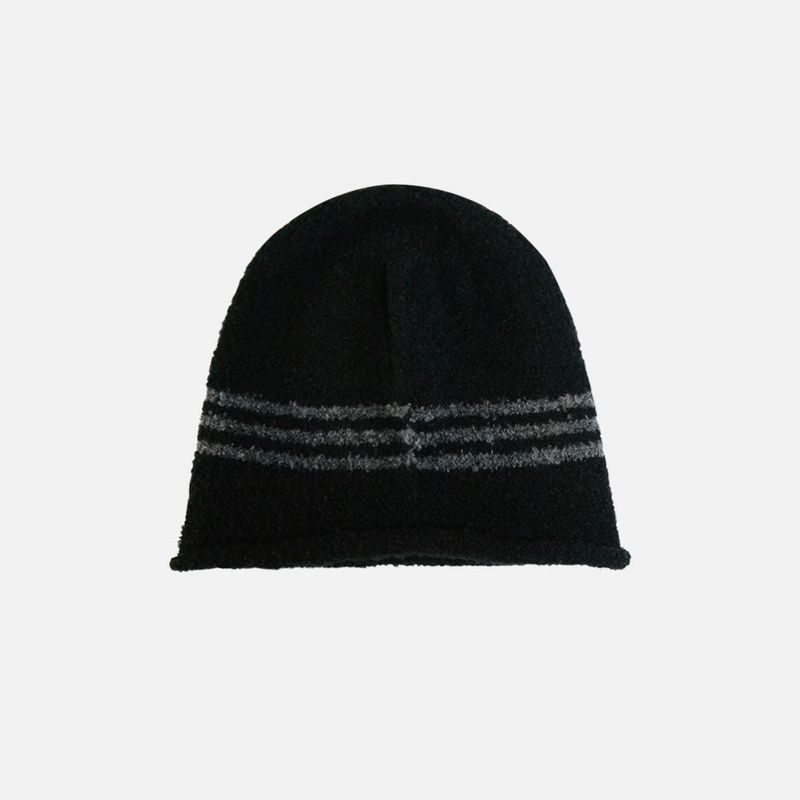 BOUCLE STRIPE BEANIE (BLACK)