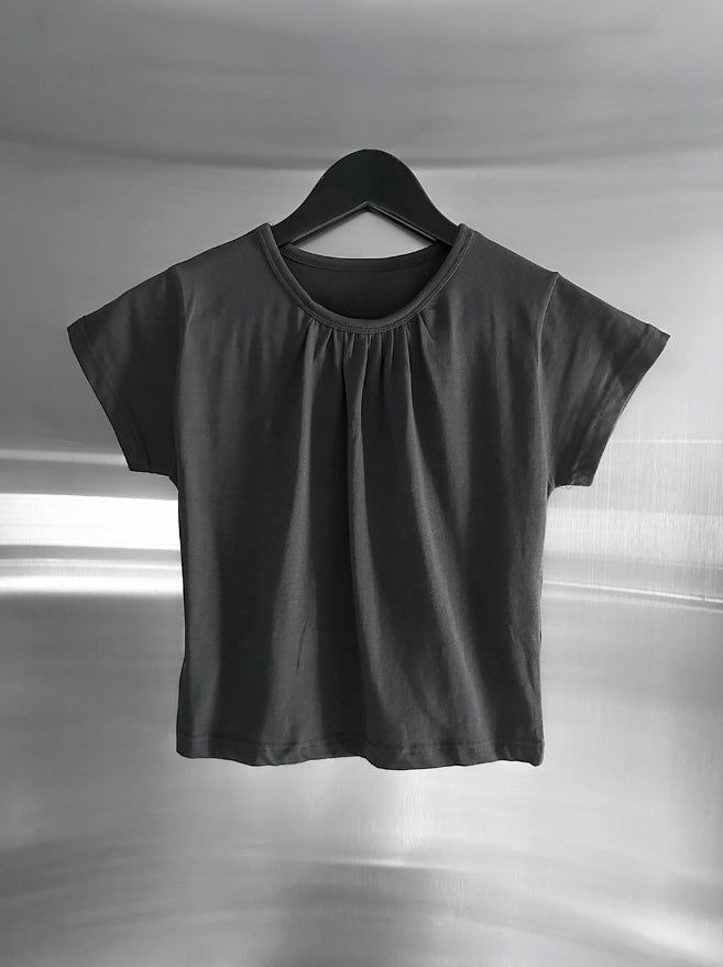 Center Shirred Round Crop Top