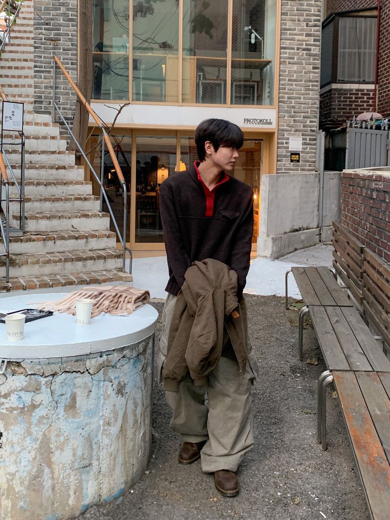 WHAT A LOOK（ワット ア ルック）の「Chil Pocket Half-Neck Button Knit（Tops）」