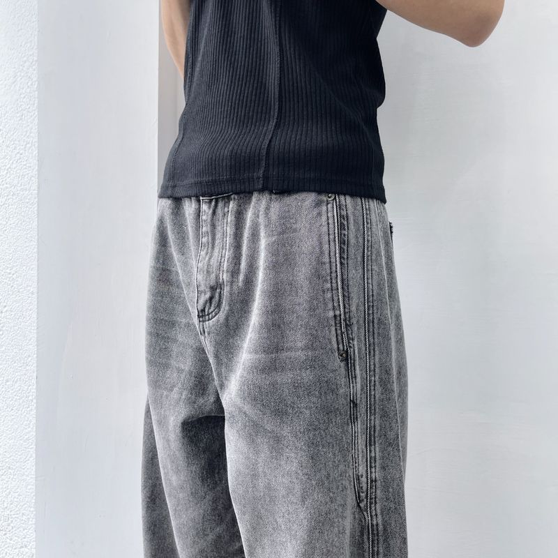 Stone Grey Denim Trousers